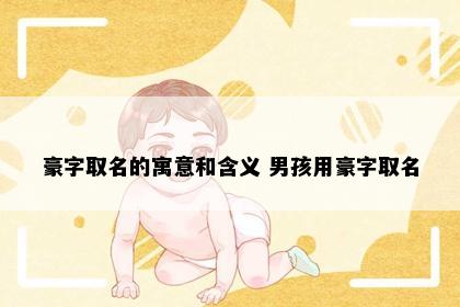 豪字取名的寓意和含义 男孩用豪字取名